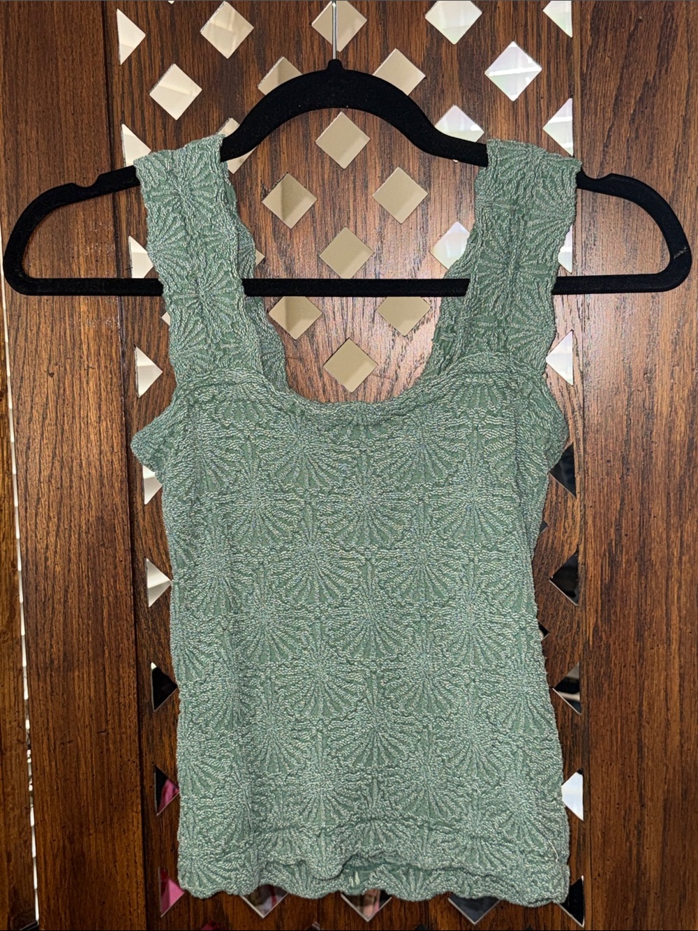 Free People Textured Scoop Neck Tank - Sage Green